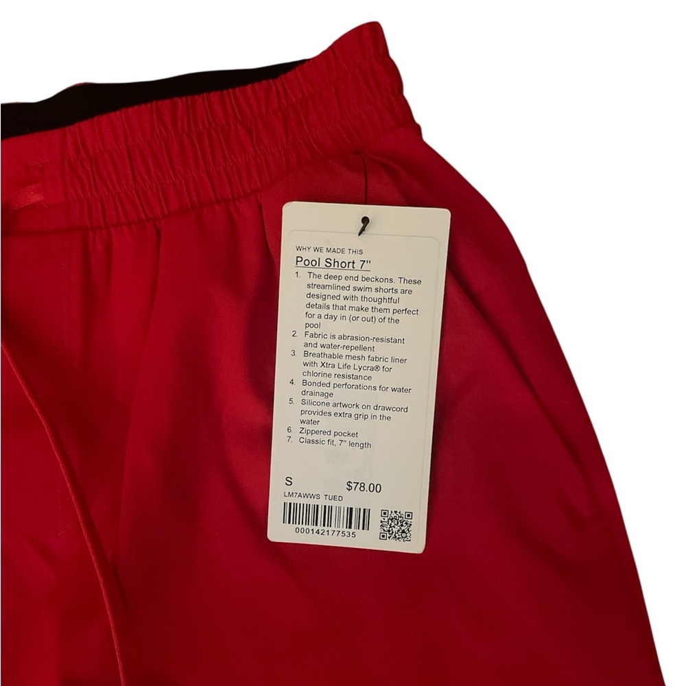 Lululemon Pool Short 7” Lined True Red Men’s Size Small NWT - Picture 6 of 8